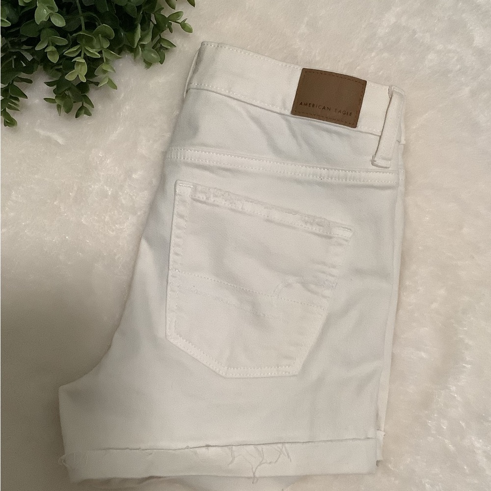 American Eagle Cream Denim Shorts